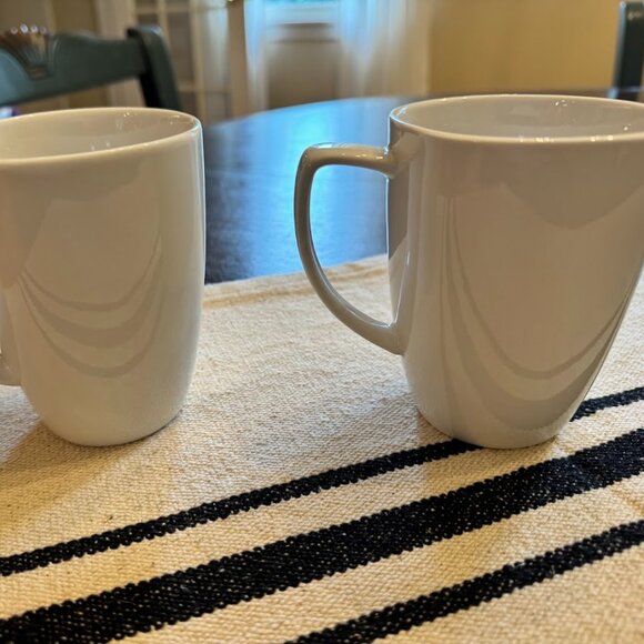 SET OF 2 Corelle Coordinates Porcelain SOLID WHITE Mugs Cups (Square Top) - Picture 1 of 6
